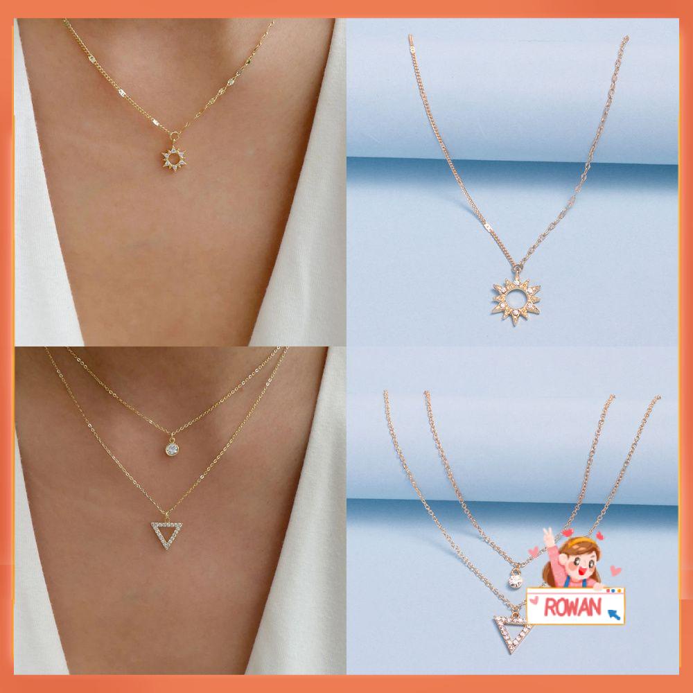 R-flower Triangle Pendant Kalung Korea Bulan Bintang Unquie Perhiasan Elegan