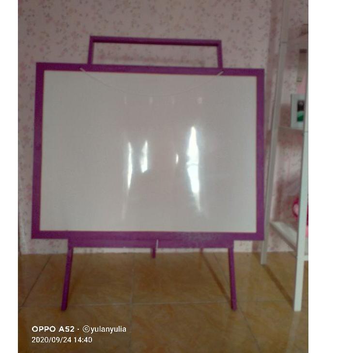 

KODE-YS12 Papan Tulis 60x80 / white board ukuran besar+ standing gratis spidol+ penghapus Model Keren
