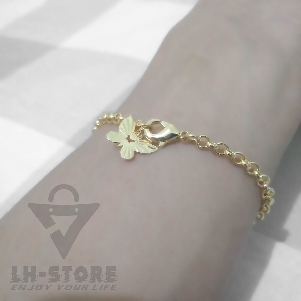 Gelang Tangan Karakter Wanita Rhodium Nori Polos 18 Karat Terbaru