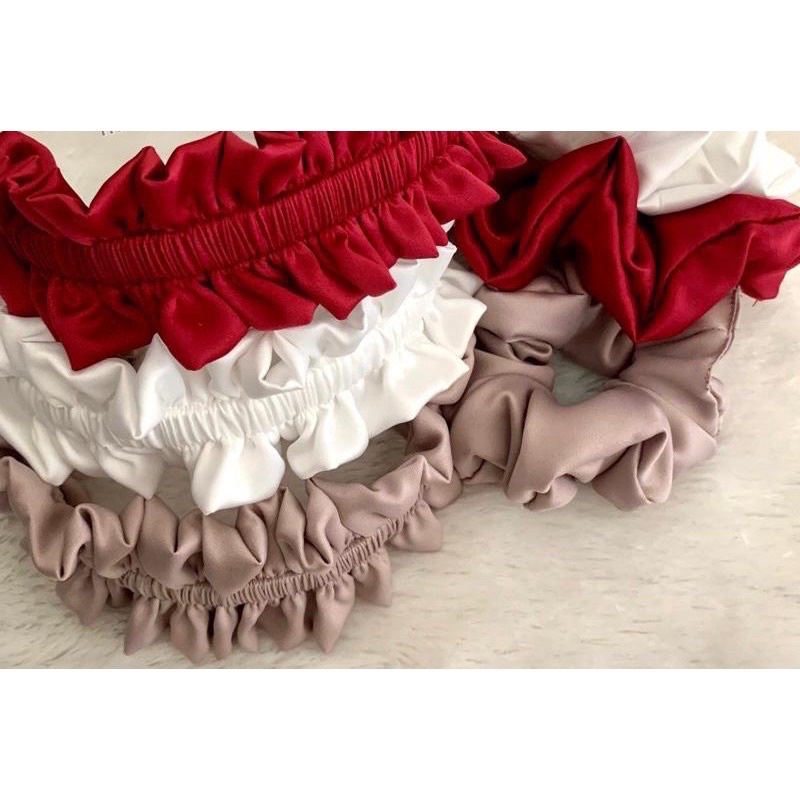 bando ruffle rosepetal / bando scrunchie / bando nagita / bandana korea / bando kerut