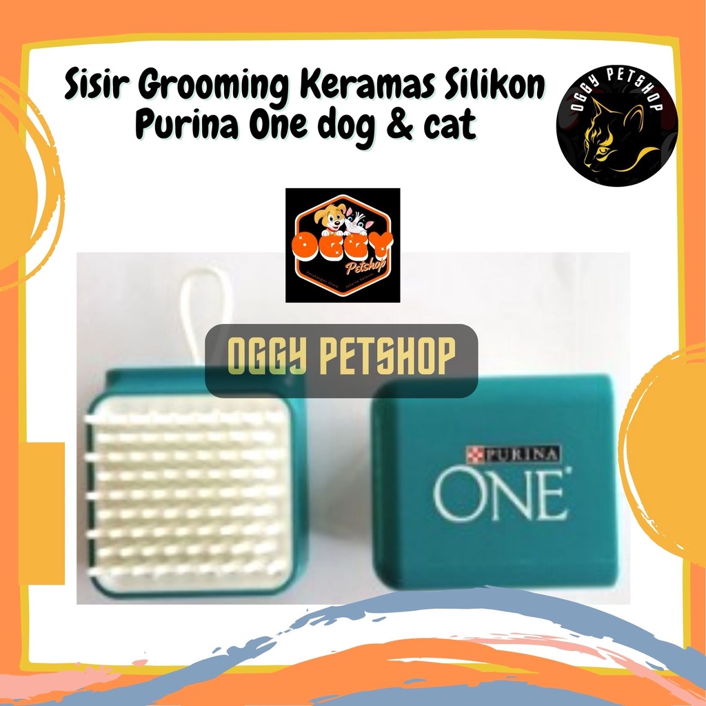 Sisir Grooming Keramas Silikon Purina One | Sisir Mandi Kucing Anjing