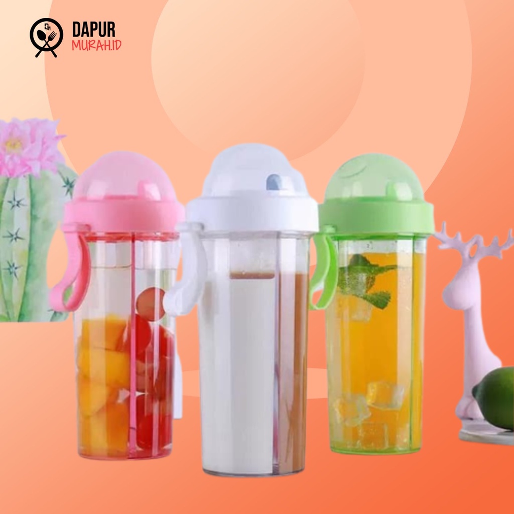 DM - Botol Minum Dua Sisi 600 ml / Duet Couple Bottle Travel Boba Kekinian