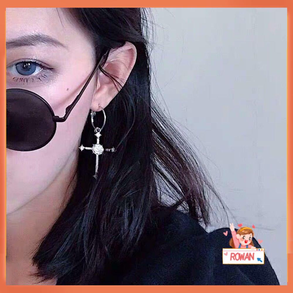 R-flower Diamante Cross Earrings Hadiah Perjamuan Gothic Aksesoris Pesta