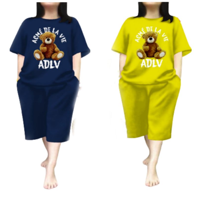 Baju Setelan Wanita Dewasa Jumbo Ld 115 Cm One Set Wanita Baju Kaos dan Celana Pendek Oversize 3/4 Baju Setelan Cewek Dewasa Terbaru 2023 Kekinian Stelan Wanita Dewasa Viral Set Bear