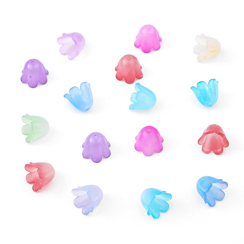 100 Pcs 10x8mm Manik-Manik Bunga Warna-Warni Windbell Morning Glory Flower Manik-Manik Akrilik Untuk Membuat Perhiasan Jepit Rambut Handmade DIY Aksesoris