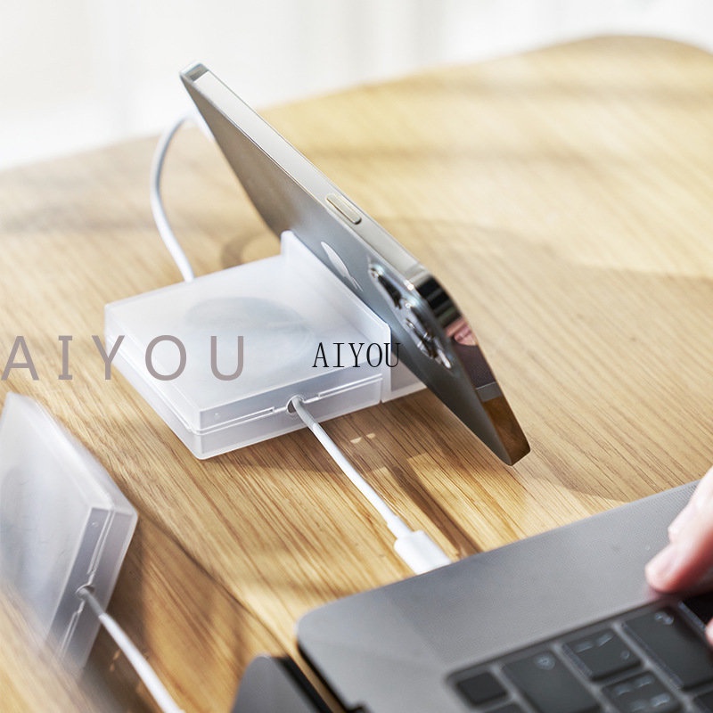 Rotatable Earphone Winder Kabel Charger Kawat Kotak Penyimpanan USB Cord Organizer Adjustsble Cables Winder Kotak Kabel Polipropilena Dengan Stand Square