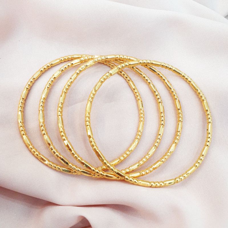 Gelang keroncong 1 set isi 4 pcs emas asli kadar 375