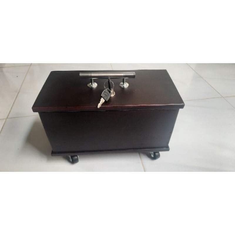 kotak amal masjid besar kayu mahoni darkbrown pakai roda