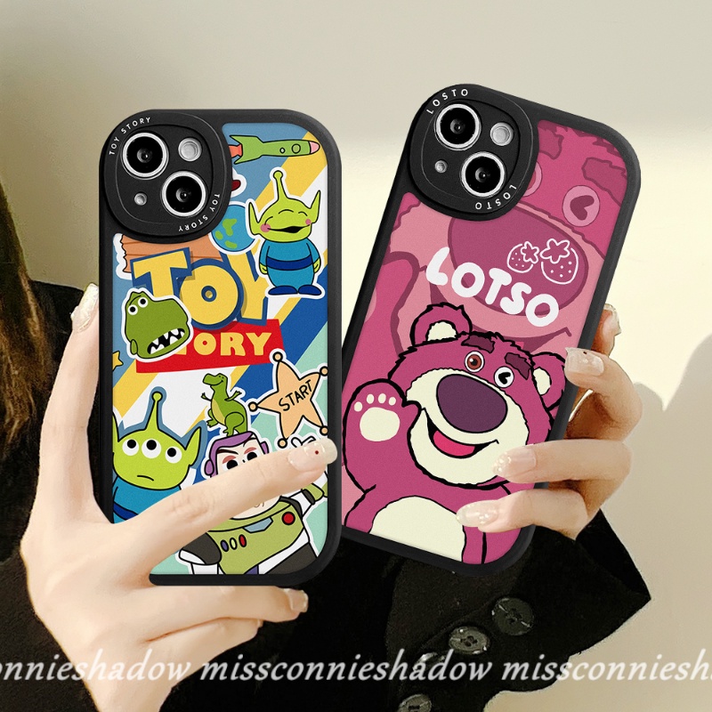 Case Pasangan Disney Kompatibel Untuk iPhone 7Plus 8Plus XR 11 13 12 14 Pro MAX 78 6 6s Plus 14plus X XS MAX SE 2020kartun Strawberry Bear Losto Cute Toy Story Lembut TPU Penutup Belakang