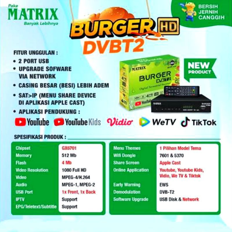 ITSTORE set topbox uhf stb matrix burger bisa youtube RECEIVER TV DIGITAL