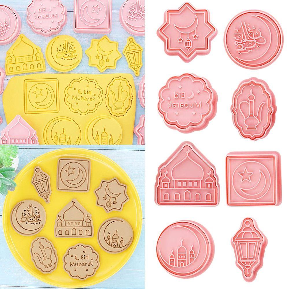 Solighter 8pcs/set Eid Mubarak Kue Kering Dekorasi Ramadhan Mubarak Islam Muslim Festival Cookie Cutter