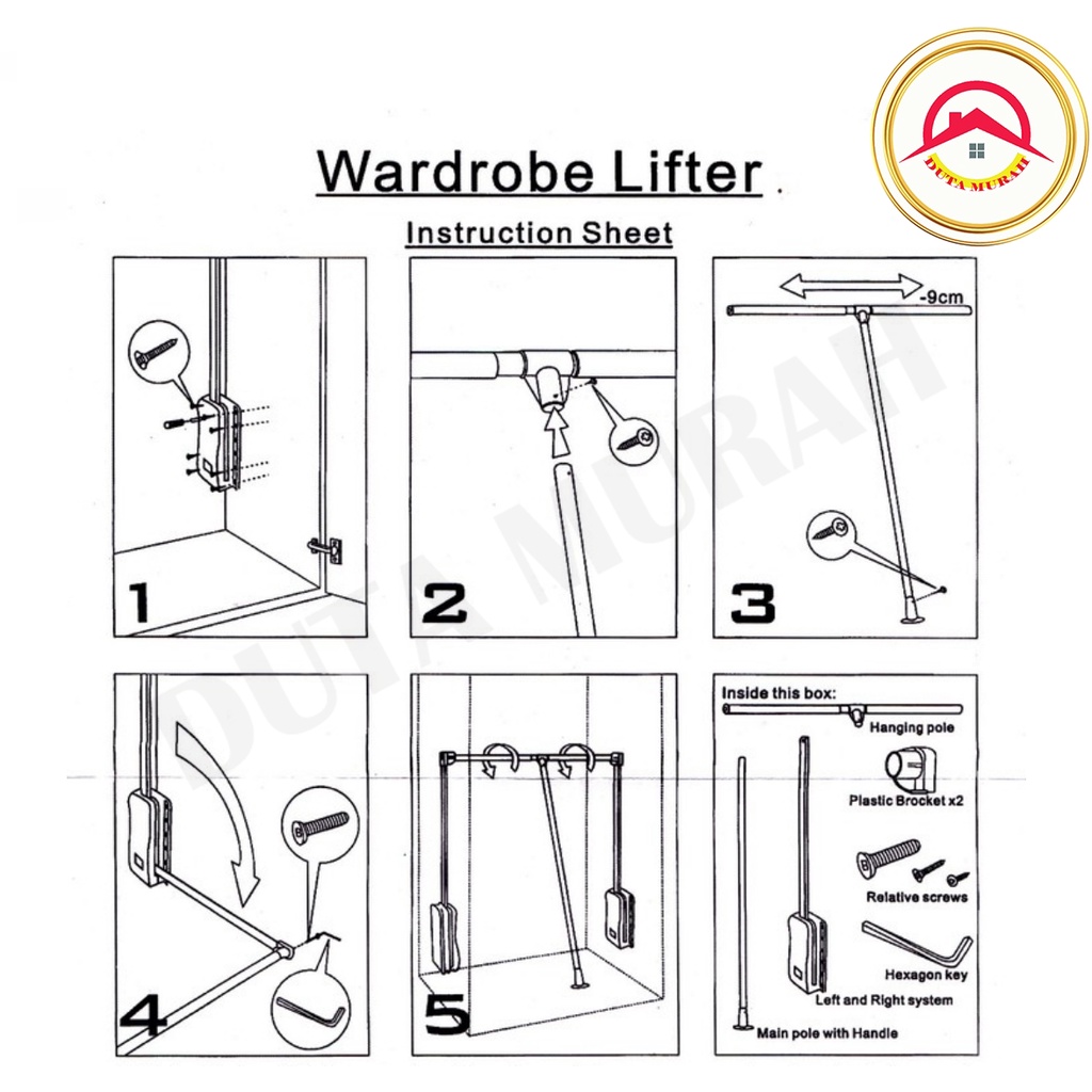 Gantungan Baju Tarik Lemari / Ambos Lift / Wardrobe Lifter / Junior Lift WL 115