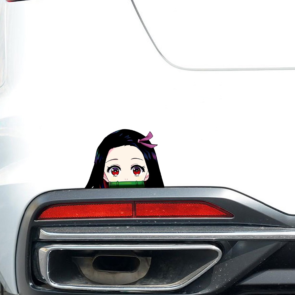 Animasi Jepang Kamado Nezuko Kartun Sepeda Motor Mobil Universal Reflective Sticker Demon Slayer Anime Girl Motorcycle Body Front and Rear Gear Car Window Beautifying Decal