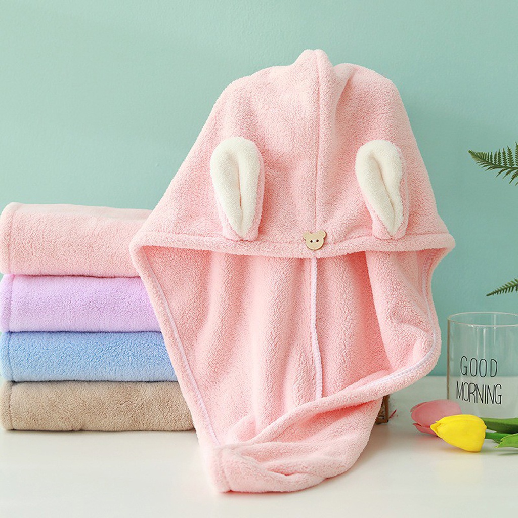 PIB Handuk Keramas Rambut Pengering Kepala Cepat Kering Model Kelinci Dewasa Lembut Halus R840