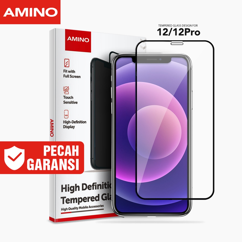 AMINO Tempered Glass 5D Untuk Iphone 12 12 Pro 6.1 Inch Fullcover Premium Glass Full Screen