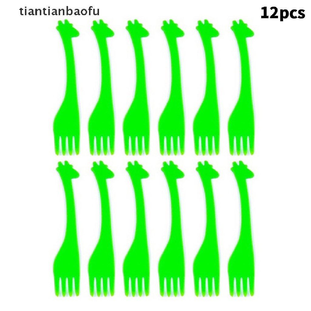 [tiantianbaofu] 6/12pcs Salad Desert Garpu Bentuk Jerapah Buah Snack Tusuk Gigi Kartun Food Pick Boutique