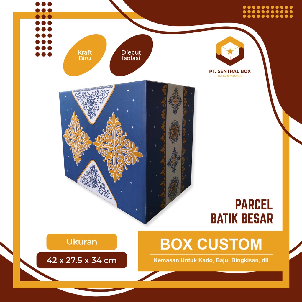 

Kardus Box Parcel Batik - 42 x 28 x 35 cm batik/parcel/kotakkado/kardusparcel/boxparcel