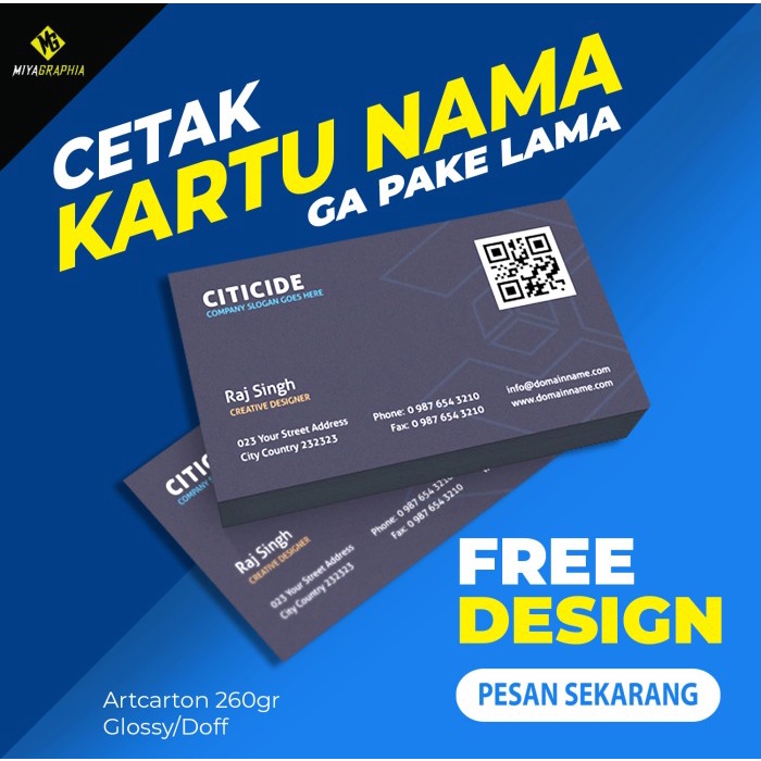 

LIMITED EDITION kartu nama 1 sisi 2 sisi termurah proses cepat Code 2809