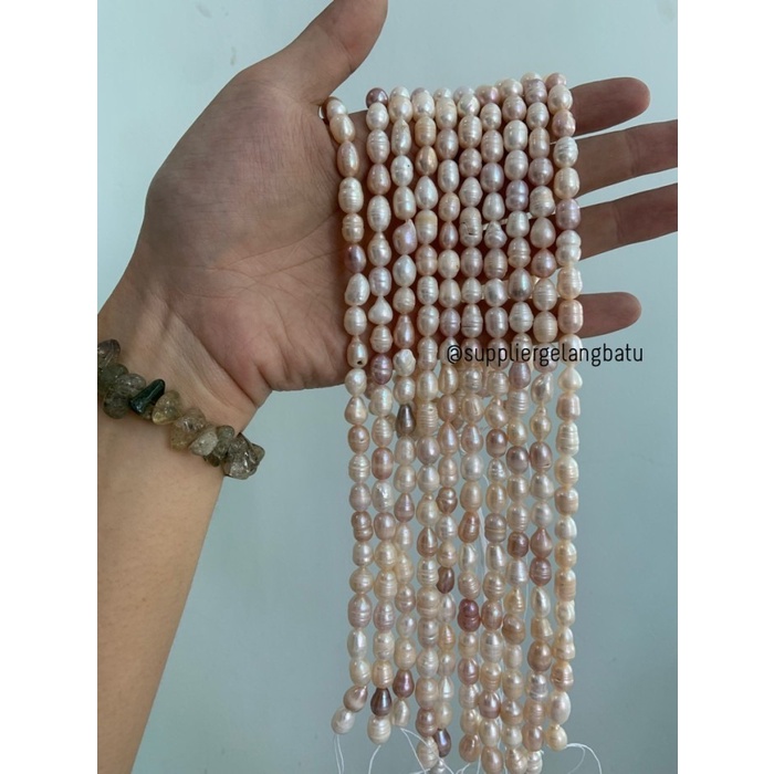 Mutiara Air Tawar asli mix warna 8 x 12mm oval lavender white peach