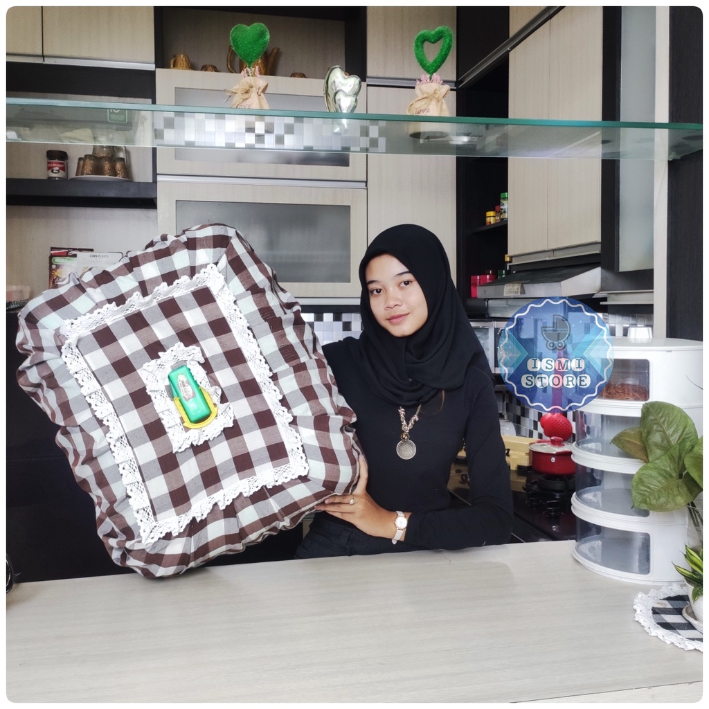 SARUNG TUDUNG SAJI Persegi BESAR / Cover Tudung Saji Persegi Besar Motif Kotak-kotak Estetik Unik Kekinian Ukuran 45x60cm by Ismi Store