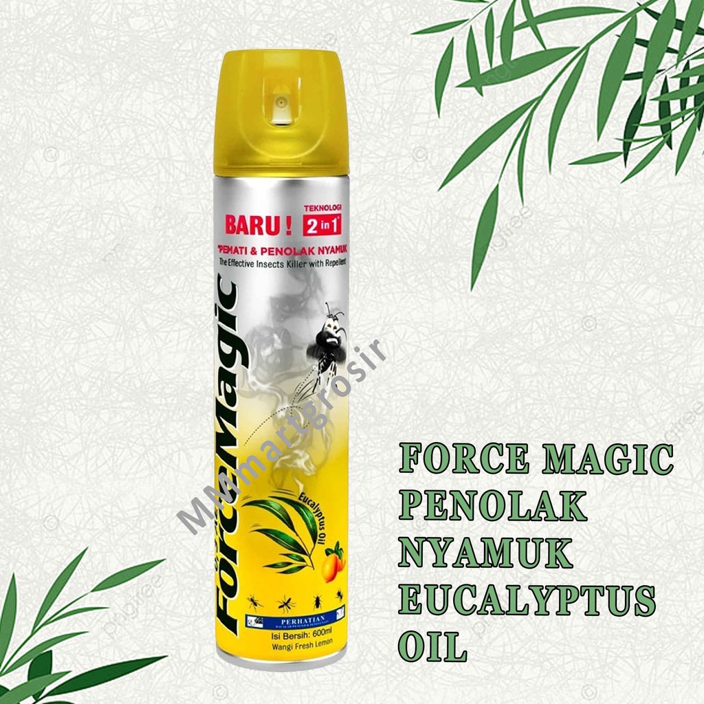 Force Magic 2 in 1 / Pemati &amp; Penolak Nyamuk / Eucalyptus Oil Spray / Lemon 600ml