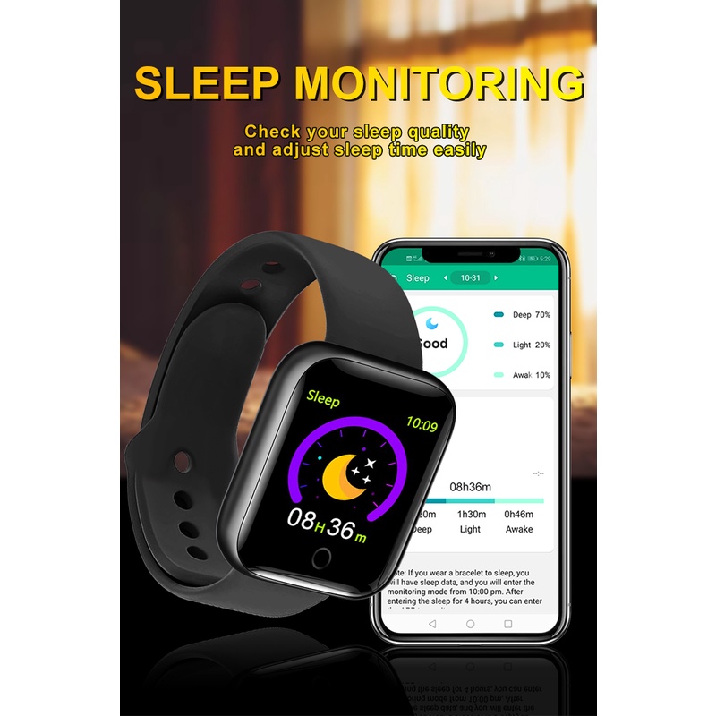 SmartWatch Y68 Macaron Sport Tahan Air Bluetooth Smart Watch Pelacak Kebugaran Gelang Pedometer Heart Rate For smart Phone Xiaomi Samsung OPPO Vivo