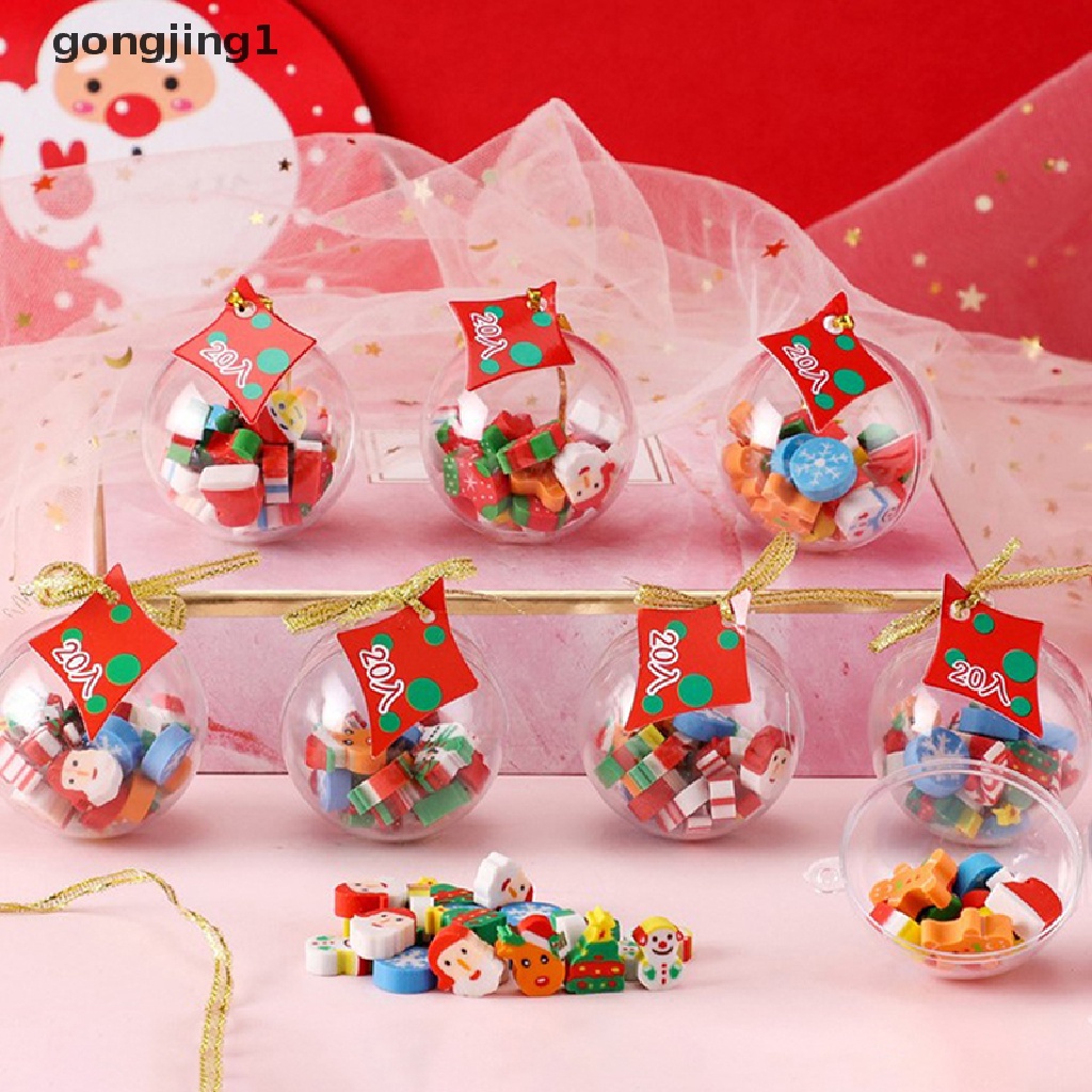 Ggg 20pcs Merry Christmas Erasers Untuk Hadiah Anak Kawaii Stationery Novelty Santa Tree Mini Karet Sekolah Lucu Perlengkapan Kantor ID