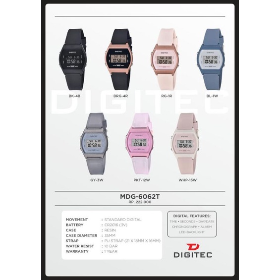 DIGITEC MDG 6062 JAM TANGAN WANITA CEWEK ORIGINAL DIGITEC DG 6062 TAHAN AIR