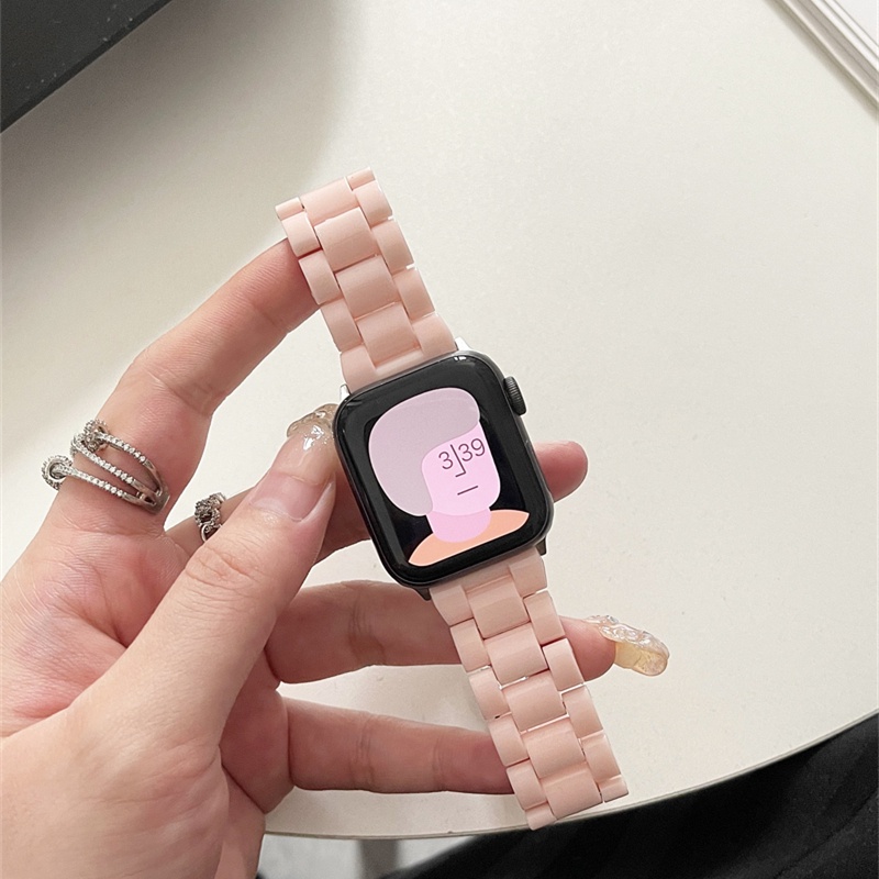 Tali❤️Acrylic Strap untuk Apple Watch IWO HW 38 40 42 44 41 45mm tali jam tangan rantai strap Acrylic 3 LINKS iwatch Series 1 2 3 4 5 6 SE 7 8 9 ULTRA