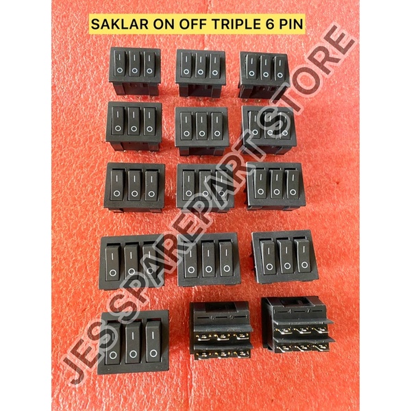 TOMBOL SAKLAR ON OFF TRIPLE 6 PIN / SAKLAR ON OFF 3 6 PIN