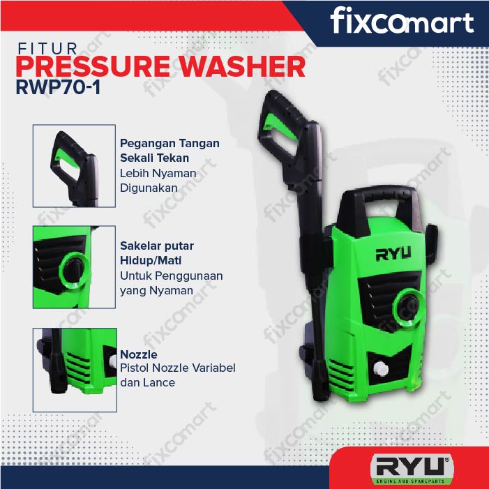 RYU Alat Cuci Steam Ryu Rpw 70-1 Mesin Cuci Tekanan Tinggi - Pressure Washer