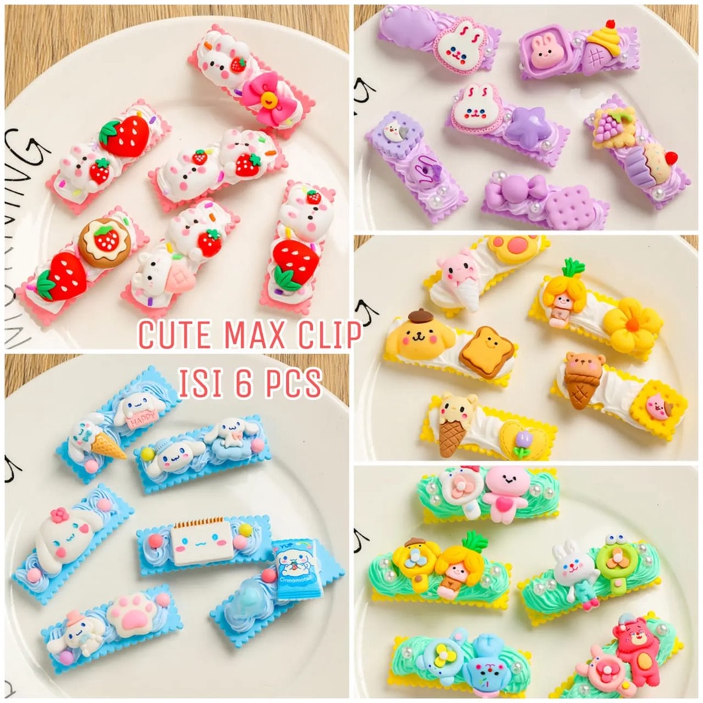 BAJUKIDDIE CUTE MAX CLIP ISI 5 PCS JEPIT RAMBUT PONI LUCU AKSESORIS FASHION KOREA IMPORT KAWAII