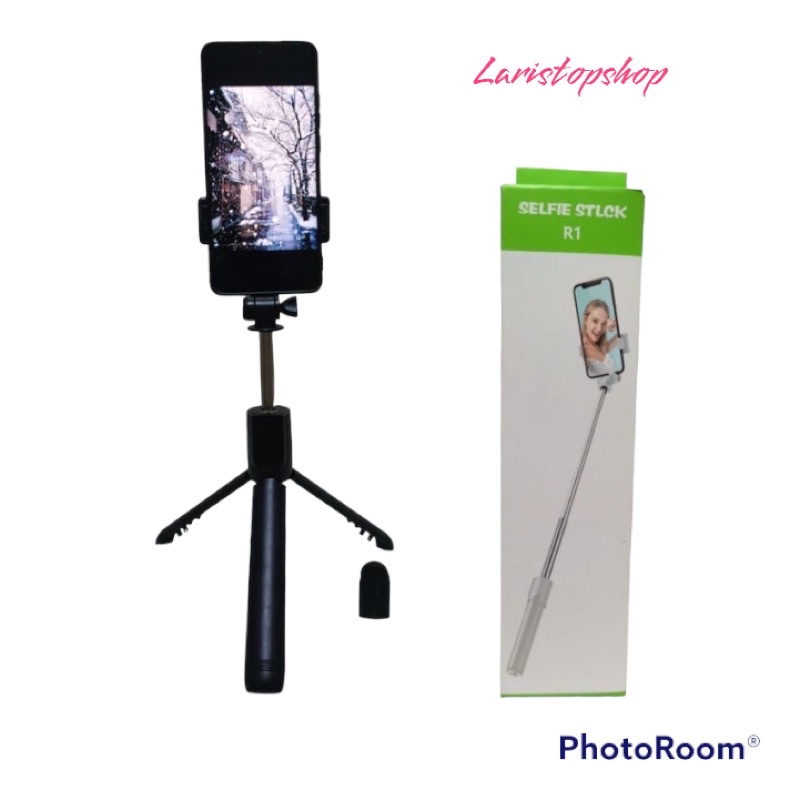 Tripod Tongsis R1 / Tongsis Tripod Hp Handphone Bluetooth 3 in 1 + Remote Control / Tongsis Tripod Kamera Handphone Vertikal horizontal / Tongsis Multifungsi / Tongsis Tripod Bluetooth