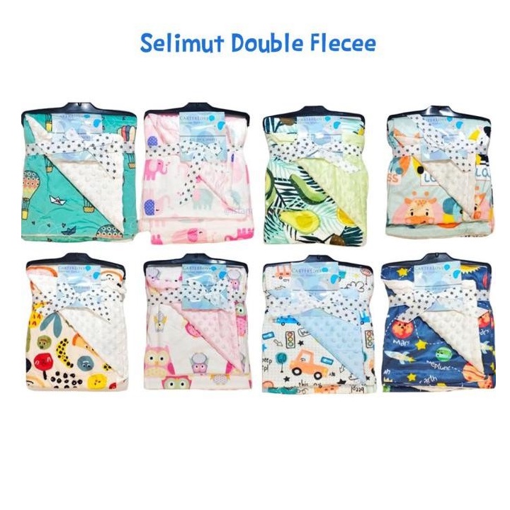 Selimut Bayi Jumbo Double Fleece Bubble Print Premium Tanpa Topi