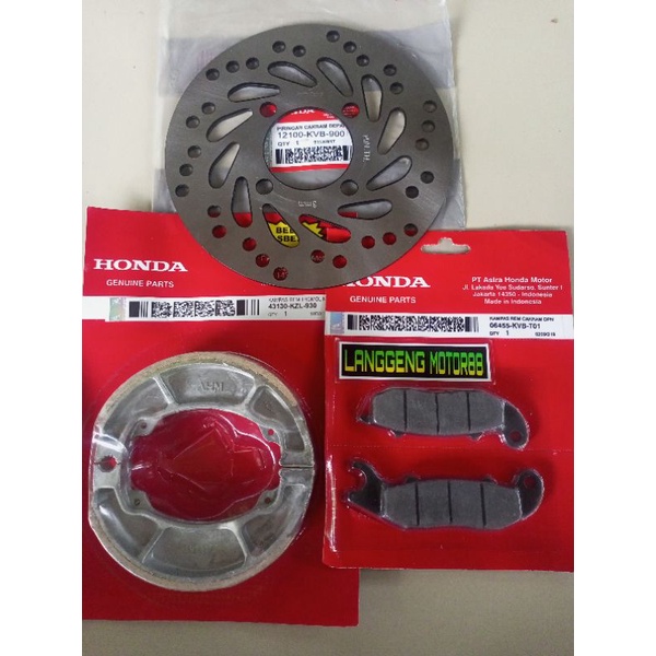 PIRINGAN DEPAN+KAMPAS REM DEPAN/BELAKANG HONDA VARIO 110 KARBU/VARIO TECHNO 110 KARBU