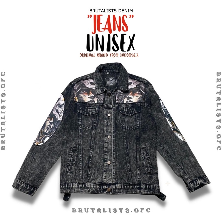 BRUTALISTS - Jaket Jeans Denim Unisex Pria Wanita Cowok Cewek (BATIK NAGA)