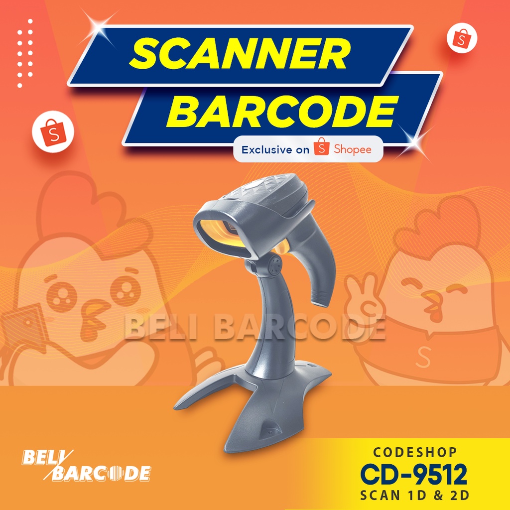 Scanner Barcode CODESHOP CD-9512 Koneksi USB Dan Wireless