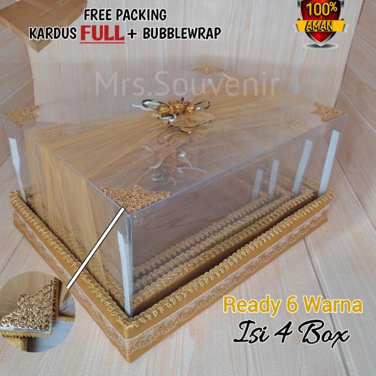 Siap Kirim Box Tempat Seserahan Pengantin Pernikahan 1 Set Isi 4 Kotak Hias Bunga Handmade