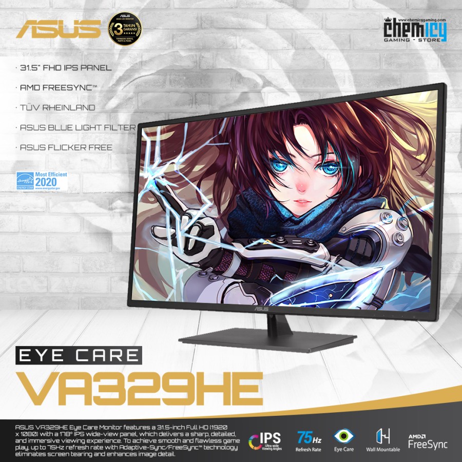 Asus VA329HE 31.5inch 75Hz FreeSync Full HD Gaming LED Monitor