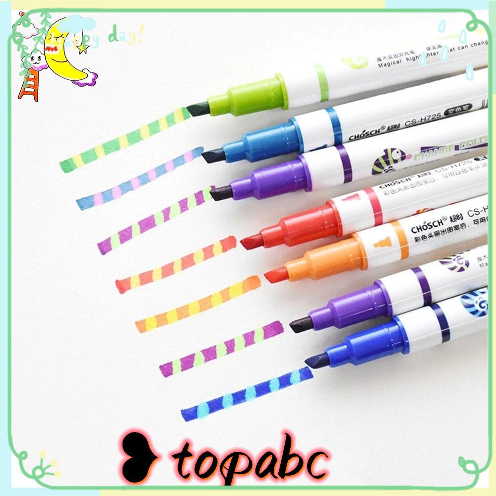 Top 7warna/Set Penanda Neon Magic Hadiah Siswa Pena Cat Berubah Warna Stabilo Pena Set