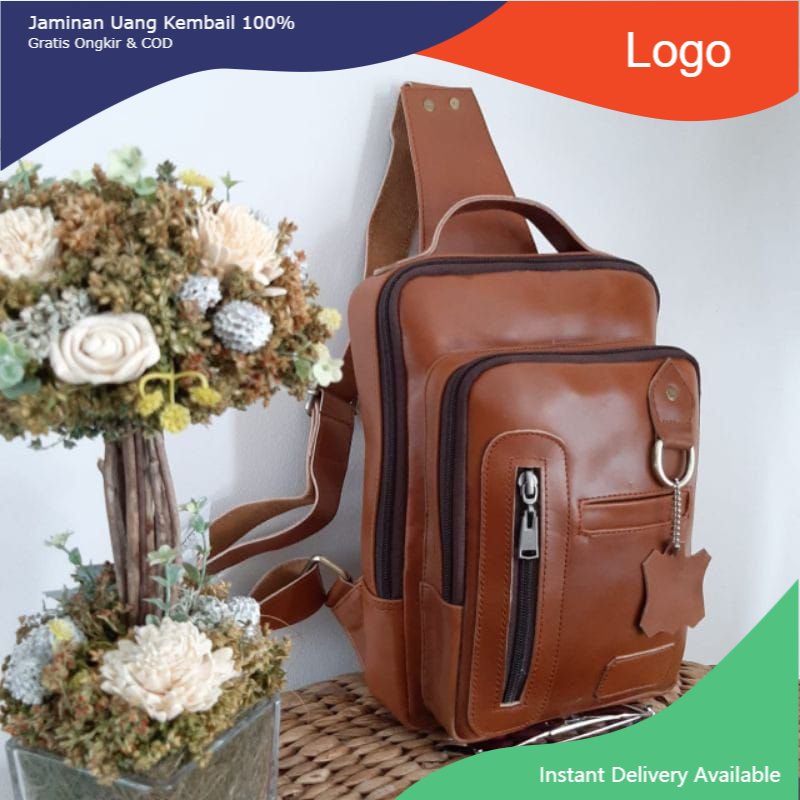 Tas selempang pria kulit asli slingbag cowok kulit asli garut sukaregang
