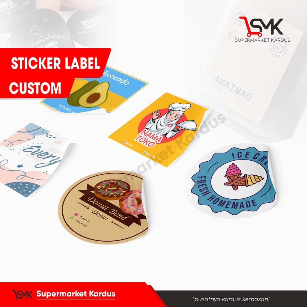 Custom Sticker Label - label custom - cutting sticker-Supermarket Kardus