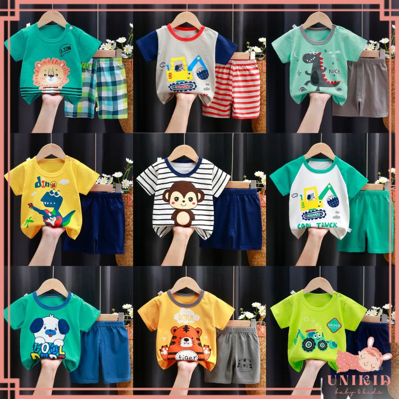 (BISA COD) UNIKID BAJU BAYI LAKI LAKI 0 - 3 tahun / BAJU BAYI DAN ANAK IMPORT / PIYAMA ANAK KECIL KARAKTER / BAJU TIDUR BAYI ANAK / SETELAN ANAK STELAN ANAK SETELAN BAYI STELAN ANAK LAKI LAKI / BAJU ANAK SANTAI / BAJU ANAK BAYI MURAH IMPORT