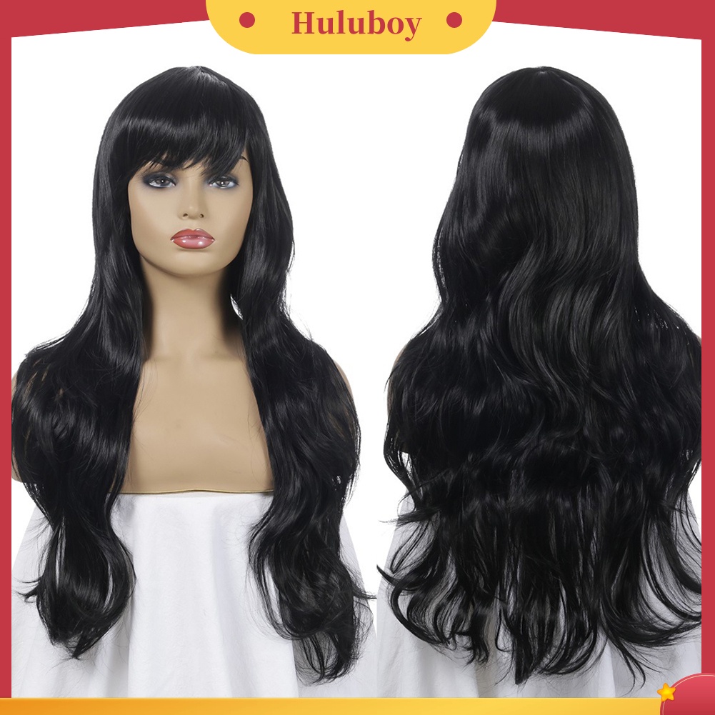 Wig Rambut Sintetis Model Panjang Bergelombang 70cm Untuk Wanita