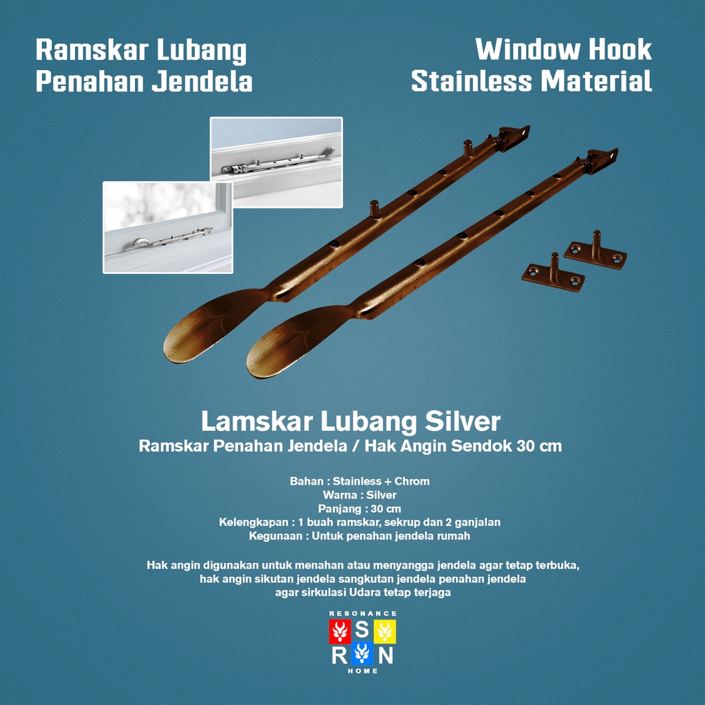 Ramskar Lubang Antik / Penahan Jendela Sendok 30 cm / Resonance Home