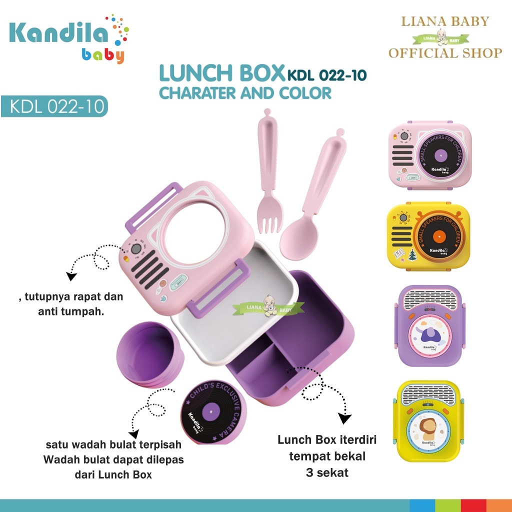 MAK336 KANDILA LUNCH BOX WITH SPOON TEMPAT MAKAN 680ML 3 SEKAT KDL022-10