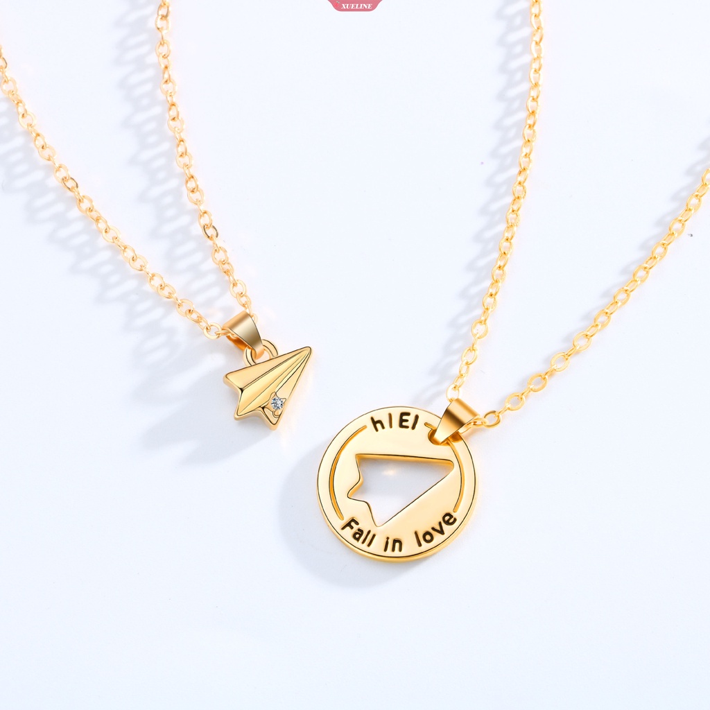 Fashion Baru Pesawat Kertas Pesawat Pasangan Kalung Sepasang Huruf Jahitan Berongga Kalung Sederhana Hadiah Hari Valentine [ZXL]