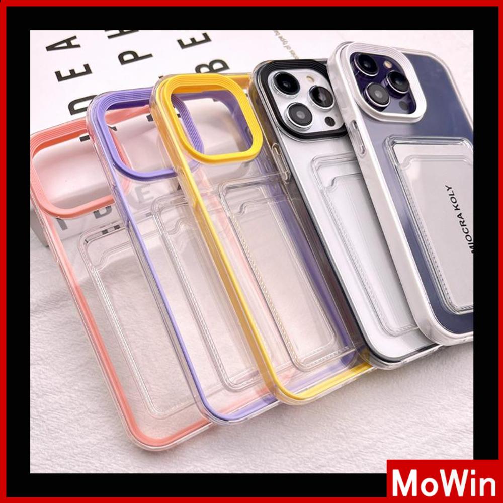 For iPhone 14 Pro Max iPhone Case 3 in 1 Card Holder Clear Case Candy Color Shockproof Protection Camera Black White Pink Purple Compatible For iPhone 13 Pro max 12 11 xr 7plus