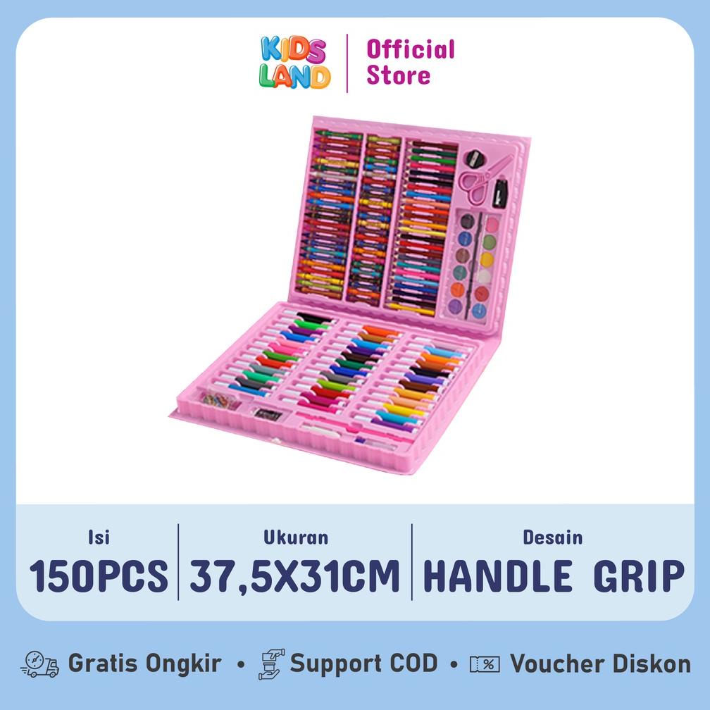 

KRAYON ANAK SET KOPER 150 IN 1 CRAYON FULL ALAT MELUKIS MEWARNAI SET KIDS LAND TERLARISS...,,,,,