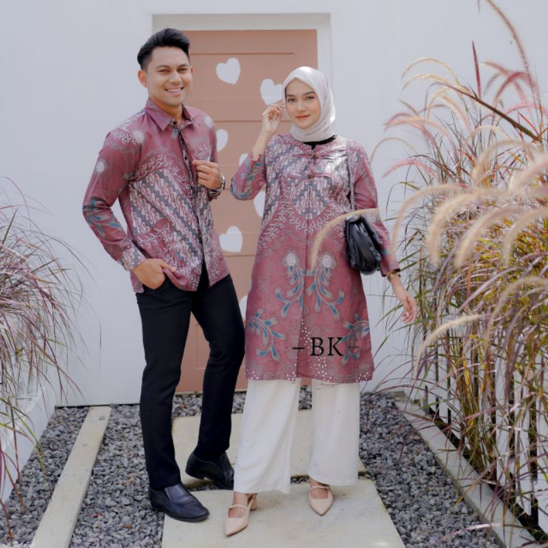 BAJU COUPLE BATIK SERAGAM KANTOR TUNIK KEMEJA DEWASA M L XL XXL